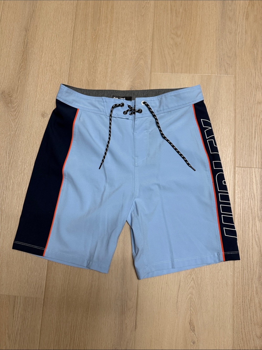 Hurley Light Blue Swim Board Shorts with Navy Panels